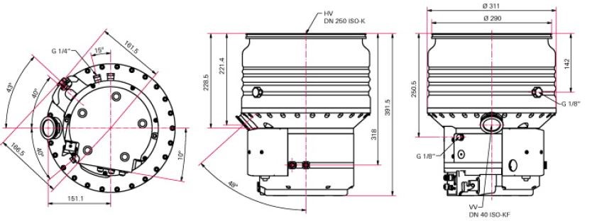 涡轮分子泵 HiPace 2300 尺寸图