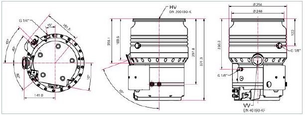 涡轮分子泵 Hipace 1200 尺寸图