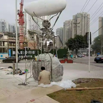 黑龙江城市环境艺术 不锈钢蚂蚁搬石头雕塑摆件